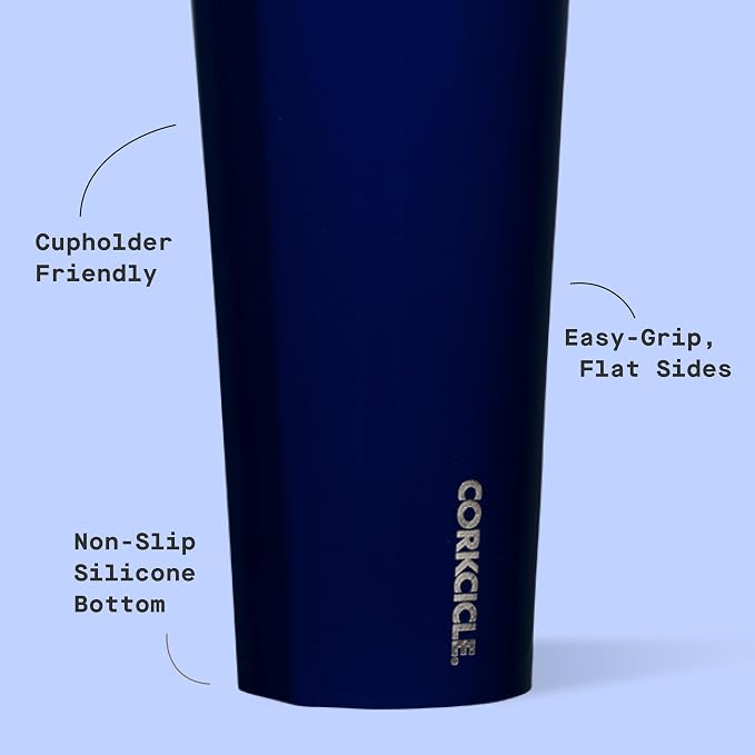 Corkcicle Classic Tumbler - Keeps Drinks Cold for 9 Hours & Hot for 3 - Triple-Insulated Stainless Steel - Holiday Tumbler Gift - 24 oz - Gloss Midnight Navy - Image 4