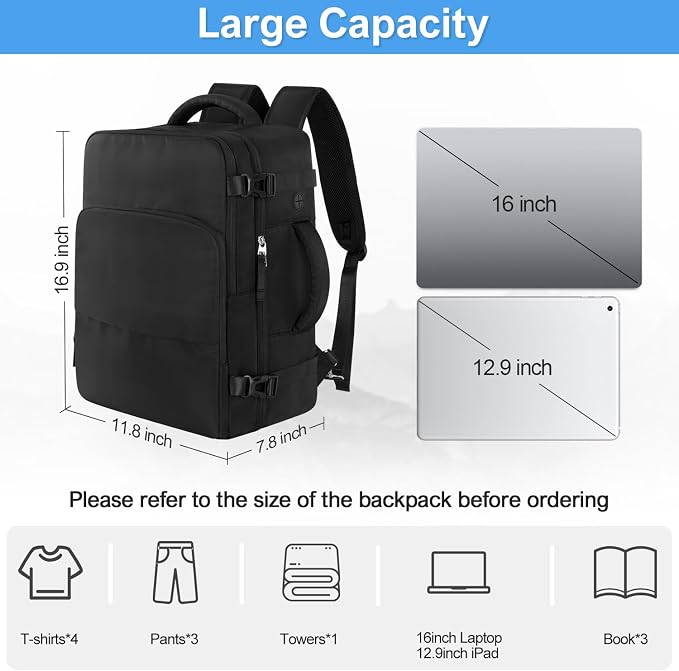 Travel Backpack for Men Women, Personal Item Travel Bag - Image 5