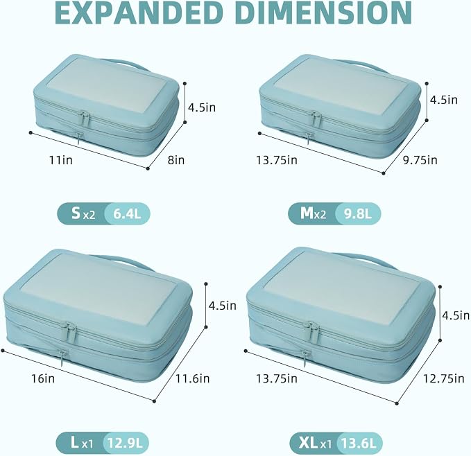 BAGAIL 4 Set/6 Set/8 Set Compression Packing Cubes Travel Accessories - Image 2