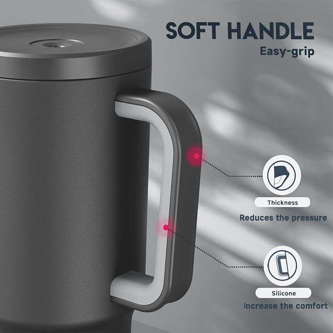 Meoky 30 oz Tumbler with Handle, Tumbler with Lid and Straw, Insulated Stainless Steel Travel Mug, 100% Leak-proof, Cupholder Friendly, Keeps Cold for 24 Hours or Hot for 8 Hours (Night) - Image 7