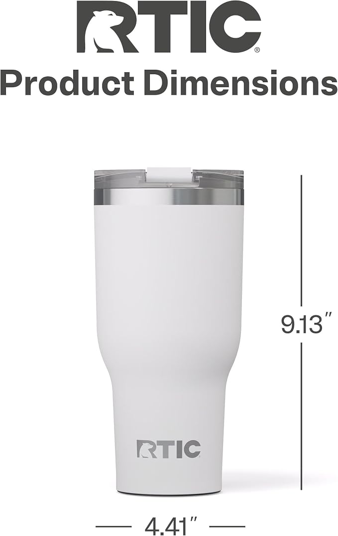 RTIC 40oz Essential Tumbler with Lid, Ceramic Lined, Insulated, Stainless Steel, Metal, Double Wall Vacuum-Insulation, Travel Cup for Iced Coffee, Tea, Hot and Cold Drink, White - Image 5