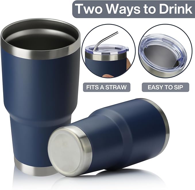 MEWAY 30oz Tumbler Double Wall Vacuum Insulated Travel Mug, Stainless Steel Tumbler with Lid, Durable Powder Coated Insulated Coffee Cup for Cold & Hot Drinks (Navy,1 PACK) - Image 3