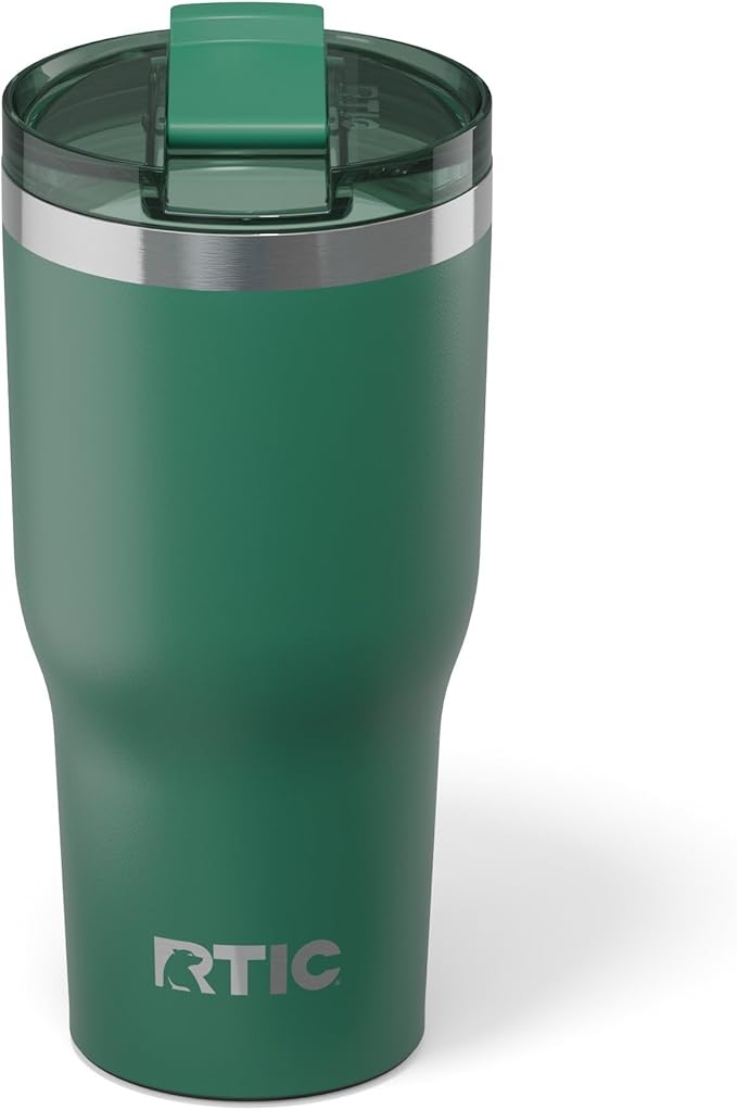 RTIC 30oz Essential Tumbler with Lid, Ceramic Lined, Insulated, Stainless Steel, Metal, Double Wall Vacuum-Insulation, Travel Cup for Iced Coffee, Tea, Hot and Cold Drink, Pine Tree by RTIC