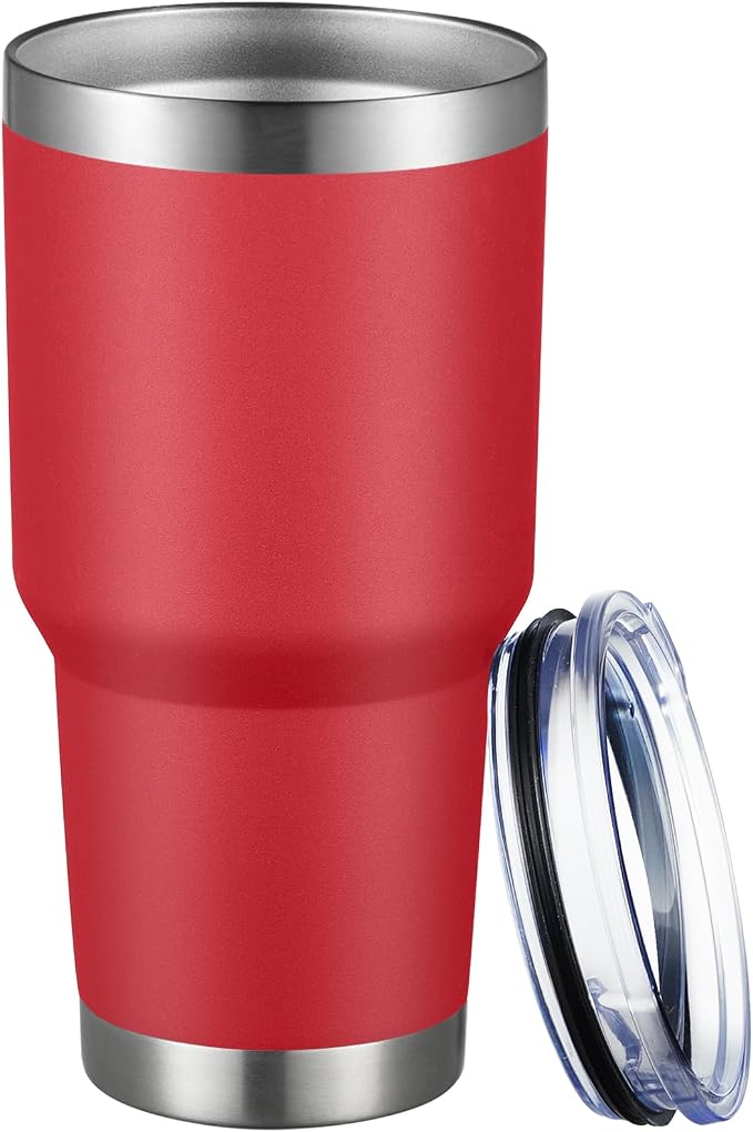 MEWAY 30oz Tumbler Double Wall Vacuum Insulated Travel Mug, Stainless Steel Tumbler with Lid, Durable Powder Coated Insulated Coffee Cup for Cold & Hot Drinks (Coral red,1 PACK) by MEWAY