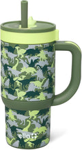 Ello Oasis 14oz Stainless Steel Toddler Tumbler with Handle & Retracting Straw, 100% Leakproof, Double-Wall Vacuum Insulated, Kids Water Bottle for School, BPA Free, Dishwasher Safe, Dinos by Ello