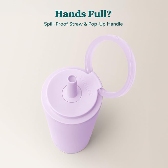 REDUCE Halo 24 oz Stainless Steel Vacuum Insulated Tumbler - Spill Proof Travel Mug with Flip Handle Lid - Keeps Drinks Cold for 32 Hrs - Dishwasher Safe - Cupholder Friendly - Lilac Bud - Image 5