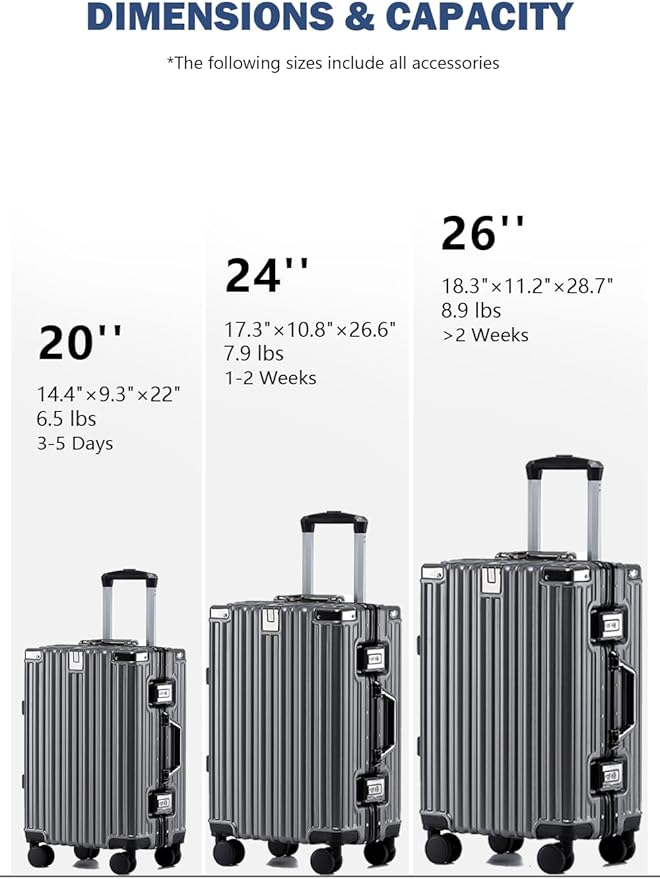 HotWay 24 Inch Aluminum Frame Luggage - Image 3
