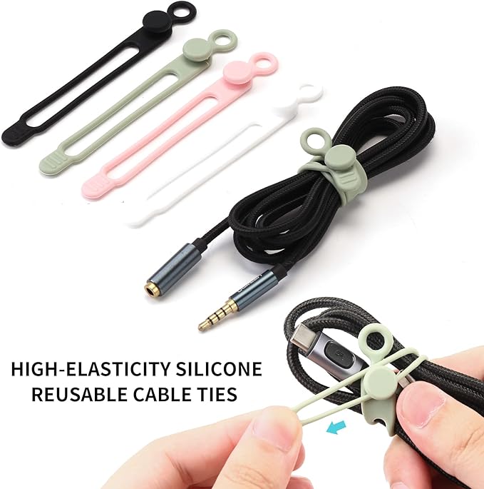 20pcs Silicone Cable Ties, Reusable Cable Management Organizer, Wire - Image 2