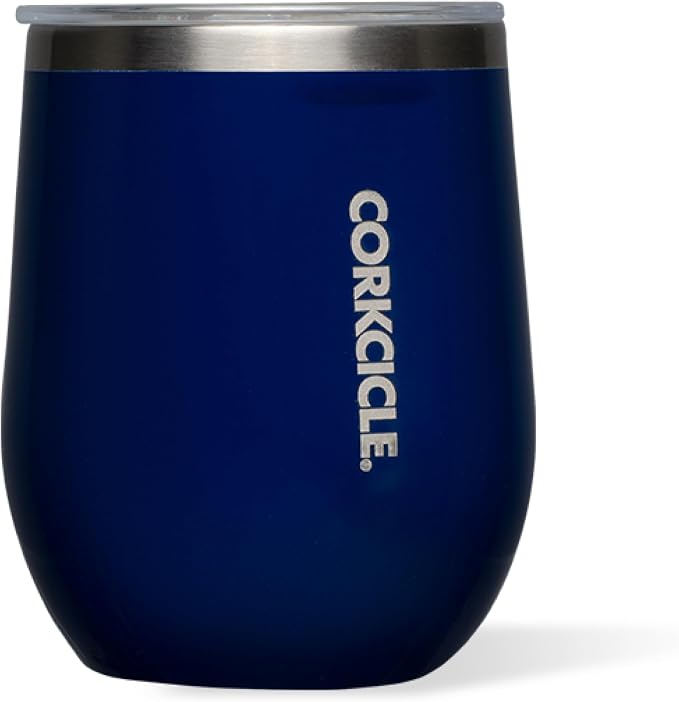 Corkcicle Stemless Wine Tumbler - Keeps Drinks Cold for 6 Hours - Triple-Insulated Stainless Steel - Non-Slip Base - Summer Drinkware Gift - Keeps Drinks Ice Cold - 12 oz - Gloss Midnight Navy by Corkcicle