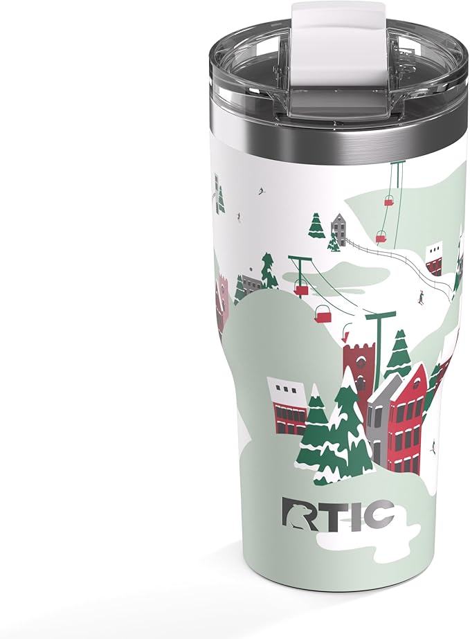 RTIC 20oz Essential Tumbler with Lid, Ceramic Lined, Insulated, Stainless Steel, Metal, Double Wall Vacuum-Insulation, Travel Cup for Iced Coffee, Tea, Hot and Cold Drink, Apres Ski by RTIC