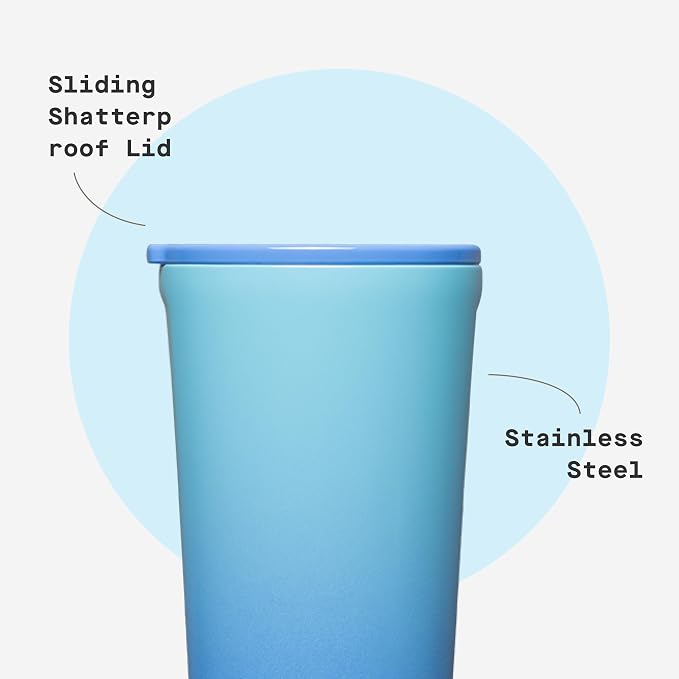 Corkcicle Classic Tumbler - Keeps Drinks Cold 9 Plus Hours - Triple Insulated Stainless Steel Drink Tumbler - Sliding Lid - Summer Drinkware Gift - Keeps Drinks Ice Cold - 24 oz - Boom Box Blue - Image 5