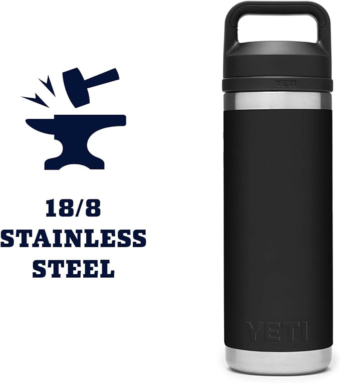 YETI Rambler 18 oz Bottle, Vacuum Insulated, Stainless Steel with Chug Cap, Black - Image 6