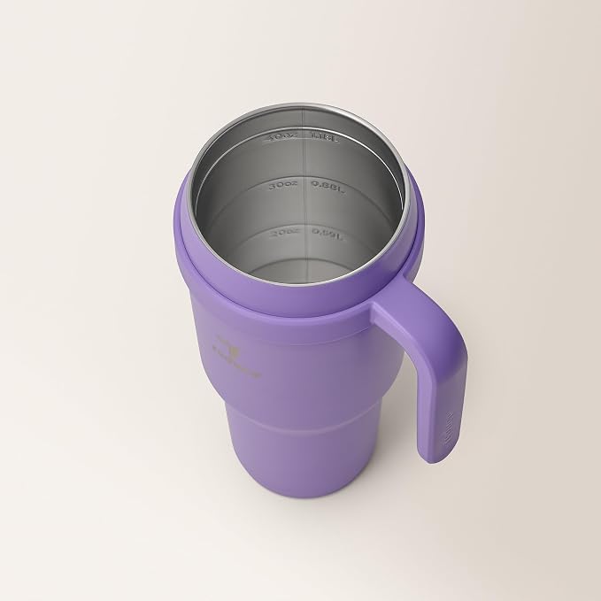Reduce 40 oz Stainless Steel Tumbler with Handle - Dual-Wall Vacuum Insulated Travel Mug, Sweat-Proof Lid & Reusable Straw - Keeps Drinks Cold for 24 Hrs, Fits Cupholders, Dishwasher Safe-Purple Punch - Image 6