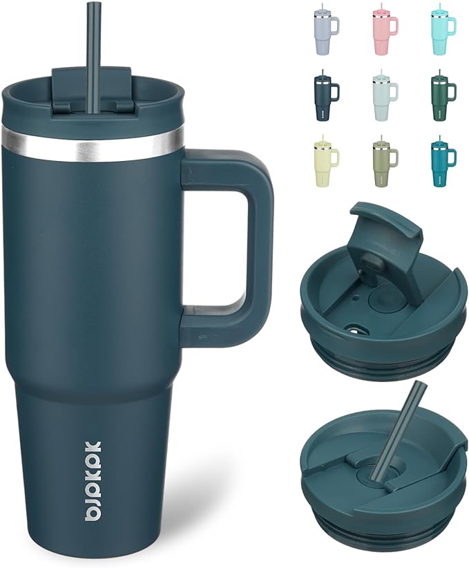 BJPKPK 30 oz Tumbler With Handle Insulated Tumblers With Lid And Straw Stainless Steel Thermal Cup,Navy Blue by BJPKPK