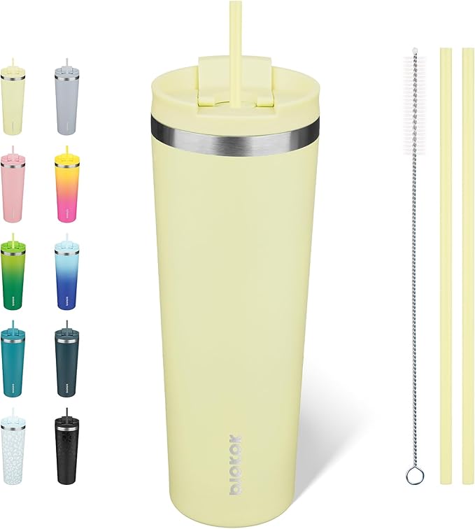 BJPKPK 30oz Insulated Tumbler With lid And Straw Stainless Steel Tumblers Travel Coffee Mug Reusable Thermal Cup,Macaron Green by BJPKPK