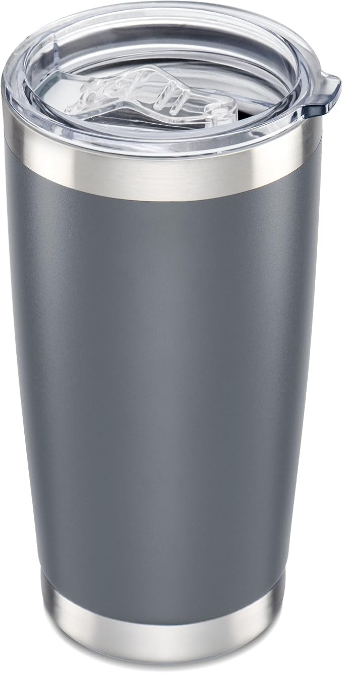 20 oz Tumbler with Lid Stainless Steel Double Wall Vacuum Insulated Tumblers Powder Coated Cups Travel Mug Keep Drinks Cold and Hot, Grey by Orebigo