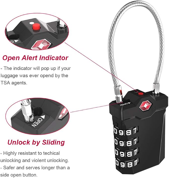 ZHEGE TSA Approved Luggage Lock, Travel Lock, 000 Combination Options, 5.5in - Image 4