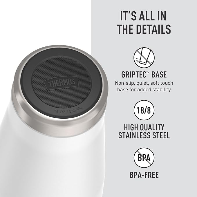 THERMOS ICON SERIES, Stainless Steel Tumbler with Slide Lock, 18 Ounce, White - Image 4