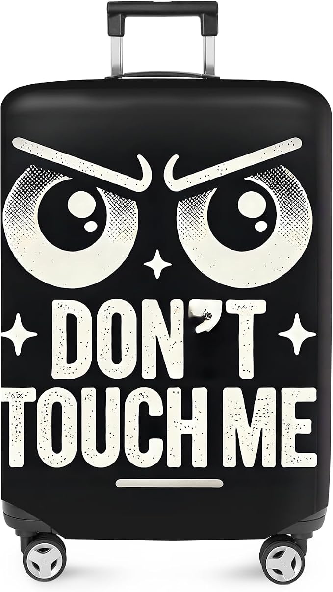 ANNA QUEEN Funny “Don’t Touch Me” Luggage Cover, Bold Black Suitcase Protector by ANNAQUEEN