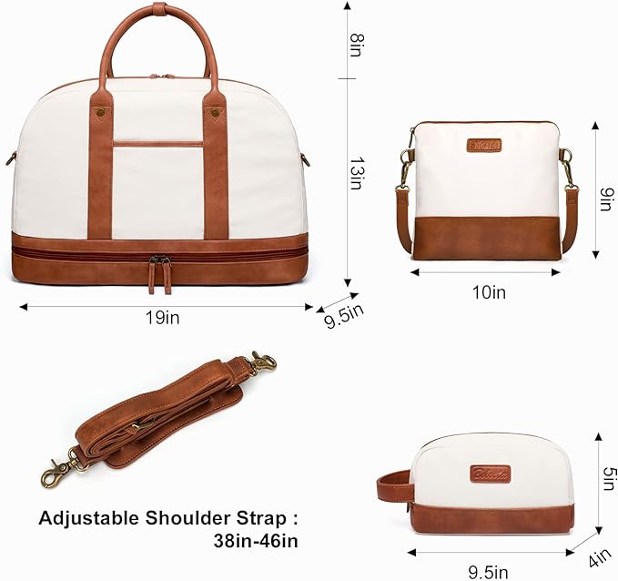 Weekender Bag for Women Canvas Overnight Bag Large Travel Tote Bag Carry on - Image 6