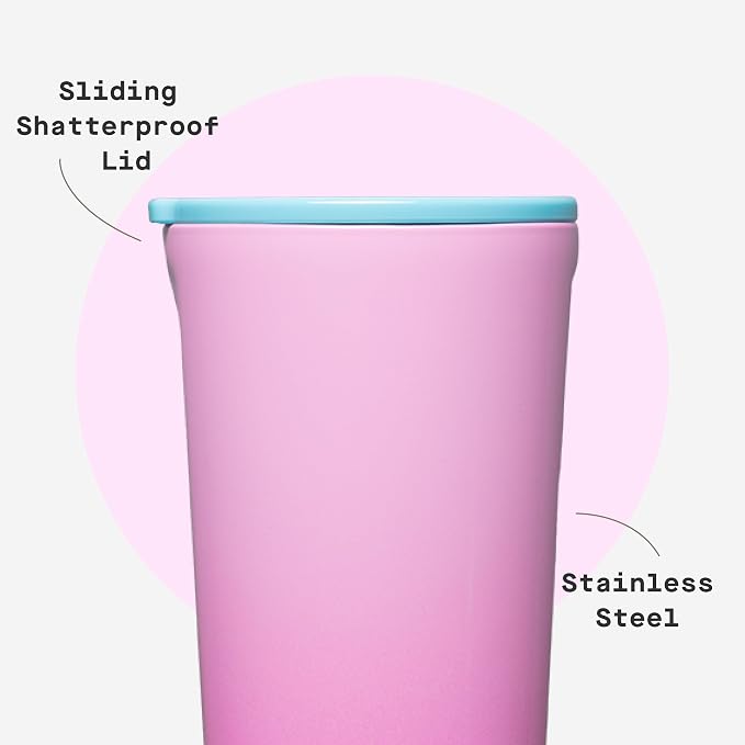 Corkcicle Classic Tumbler - Keeps Drinks Cold 9 Plus Hours - Triple Insulated Stainless Steel Drink Tumbler - Sliding Lid - Summer Drinkware Gift - Keeps Drinks Ice Cold - 24 oz - Pink Pop - Image 5