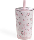 HydroJug Everyday Tumbler 14 oz – Ceramic-Lined Insulated Tumbler with Straw and Soft-Touch Lid, Cup Holder Friendly, Double-Wall Vacuum Insulation, Reusable Travel Cup – Wildrose by Hydrojug