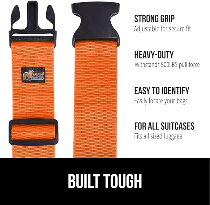 GORILLA GRIP Heavy Duty 8 Pack Adjustable Luggage Straps - Image 2