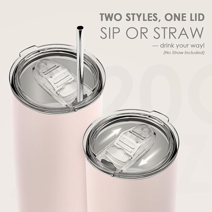 SANDJEST Stainless Steel Tumbler 20 oz, Double Wall Vacuum Insulated Mug with Lid, Travel Coffee Cup for Women Girls Friends Sisters, Birthday Christmas (Pale Pink) - Image 5