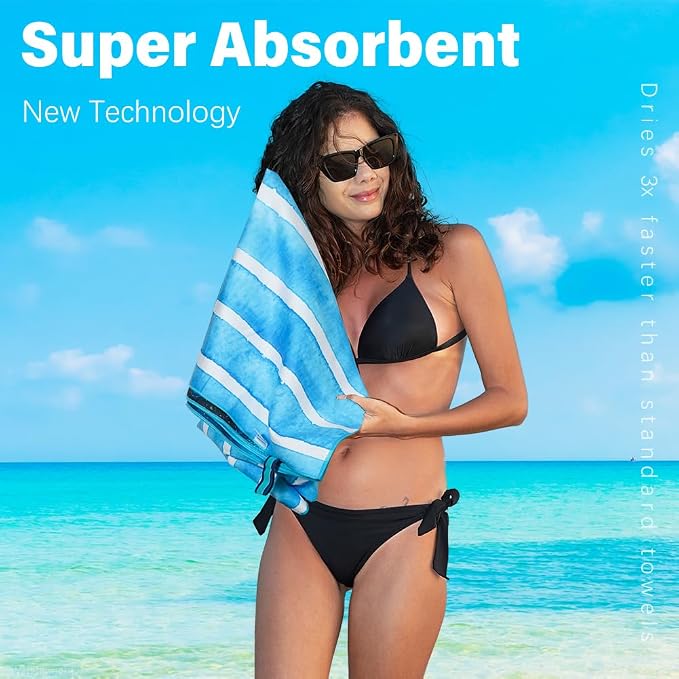 4 Pack Microfiber Lightweight Beach Towel Sand Free Quick Dry Absorbent Thin - Image 6