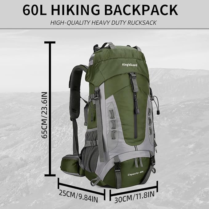 King'sGuard 60L Hiking Backpack Large Waterproof Camping Backpack - Image 5