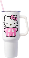 Silver Buffalo Sanrio Hello Kitty Halloween Spooky Skeleton Costume Double Walled Stainless Steel Tumbler with Handle and Straw, Fits in Standard Cup Holder, 40 Ounces by SilverBuffalo