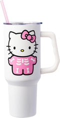 Silver Buffalo Sanrio Hello Kitty Halloween Spooky Skeleton Costume Stainless Steel Tumbler with Handle and Straw, Fits in Standard Cup Holder, 40 Ounces (Pack of 12) by SilverBuffalo