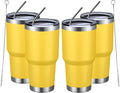 MEWAY 30oz Insulated Tumbler With Lids and Straws,Stainless Steel Double Vacuum Coffee Tumbler Cup, Brush, Durable Powder Coated Coffee Cup for Cold & Hot Drinks, Office, Travel(Yellow,4 PACK) by MEWAY