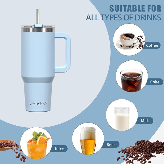 20 oz Tumbler with Handle,Tumbler with Lid and Straw,Double Wall Insulated Cup Stainless Steel Travel Mug(Cold for 34 Hours),Water Bottle for Iced Tea,Coffee,Cold Beverages(Blue) - Image 6