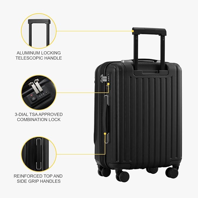 LEVEL8 Grace Carry On Luggage Airline Approved, 20 Inch Expandable Hardside - Image 9