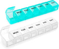 Small Pill Organizer 2 Times a Day, 2 Pack 7 Day Pill Box 1 Time a Day by Aigret+Future