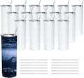 AGH 50 Pack Sublimation Tumblers Blank 20 OZ Straight Skinny Tumbler with Straw, Stainless Steel Double Wall Insulated Tumbler for Tumbler Press Machine by AGoodHopeforYou