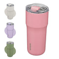 BJPKPK Insulated Tumbler with Lid,24oz Stainless Steel Tumbler,Double Wall Travel Coffee Mug Thermal cup,Keep Drinks Cold and Hot,Pink by BJPKPK
