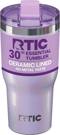 RTIC 30oz Essential Tumbler with Lid, Ceramic Lined, Insulated, Stainless Steel, Metal, Double Wall Vacuum-Insulation, Travel Cup for Iced Coffee, Tea, Hot and Cold Drink, Lavender Glitter by RTIC