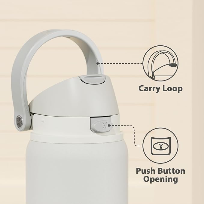 32 oz Insulated Water Bottle with Straw: Meoky Stainless Steel Metal Water Bottle with 2-in-1 Lid - Leak Proof, Cold for 24 Hours, Protective Silicone Base, BPA-Free for Sports Gym, Ivory - Image 6