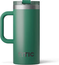 RTIC 16oz Road Trip Travel Mug with Lid and Handle, Ceramic Lined, Insulated, Stainless Steel, Metal, Double Wall Vacuum-Insulation, Portable Coffee, Tea Cup for Hot and Cold Drink, Pine Tree by RTIC