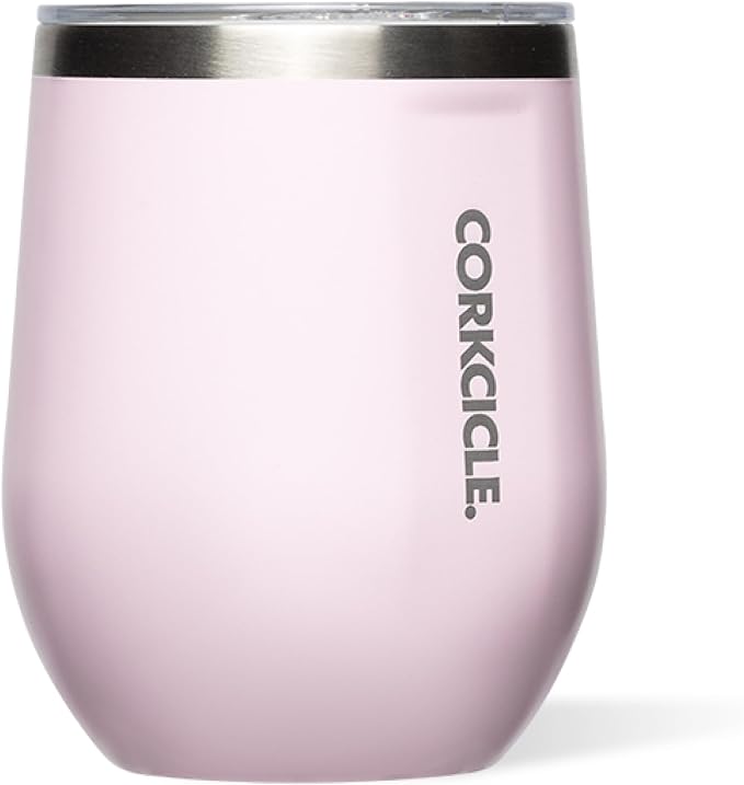 Corkcicle Stemless Wine Tumbler - Keeps Drinks Cold for 6 Hours - Triple-Insulated Stainless Steel - Non-Slip Base - Summer Drinkware Gift - Keeps Drinks Ice Cold - 12 oz - Powder Puff by Corkcicle