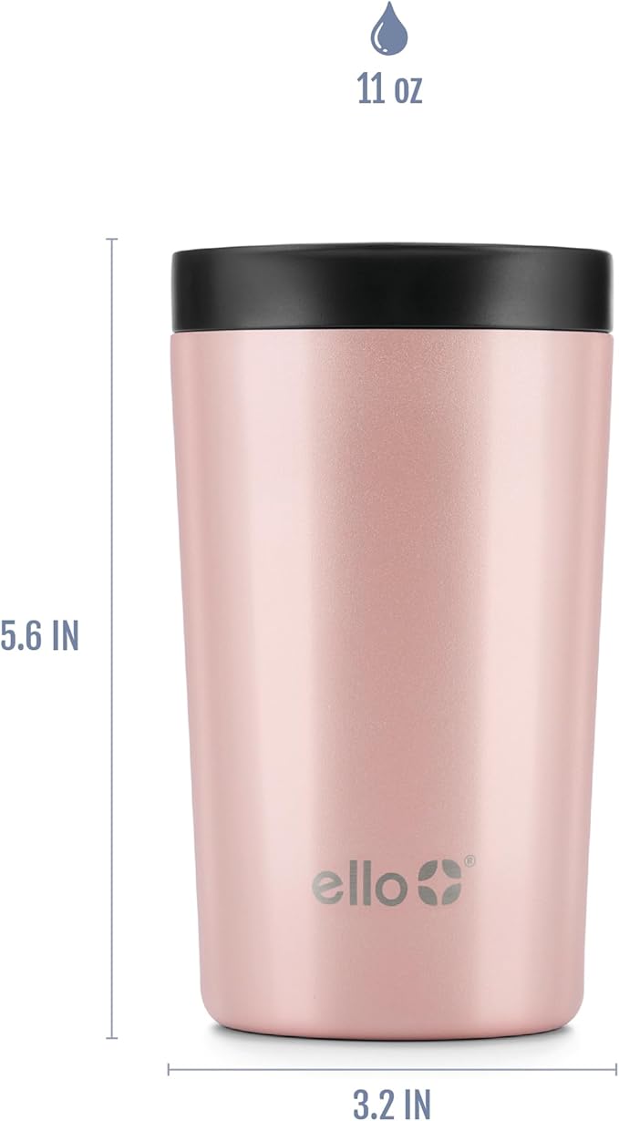 Ello Jones Stainless Steel Travel Coffee Mug - Travel Tea Mug, 11oz, Rosegold - Image 5