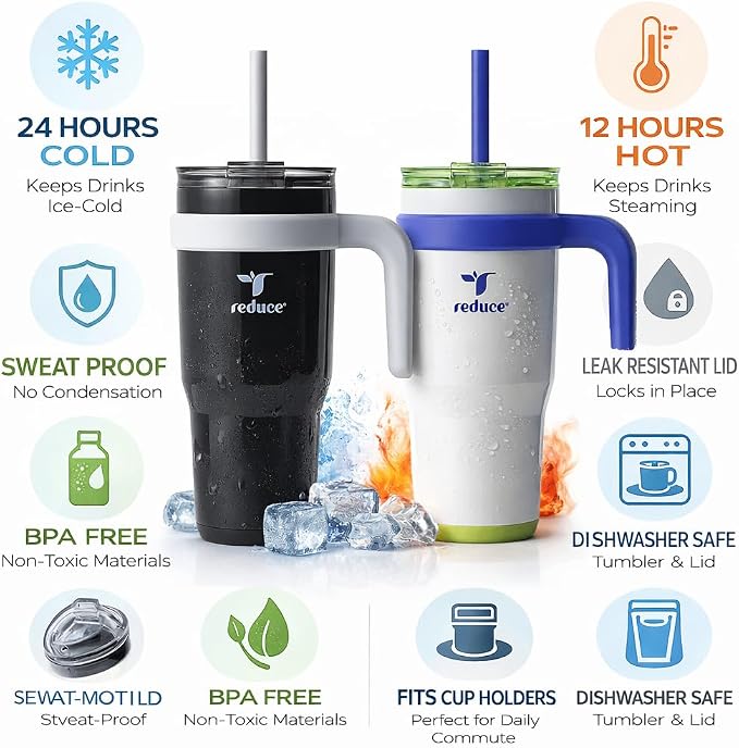 REDUCE 24 oz. Cold1 Tumbler, 2-Pack (Black & whitish) - Image 7