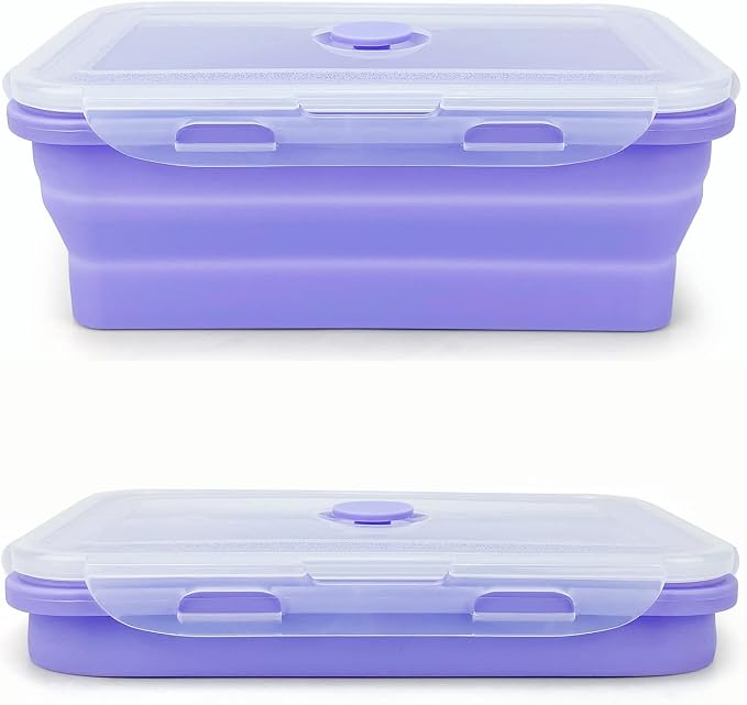 Purple Collapsible Sandwich Container, Silicone Lunch Container Bento Box by Lunbengo