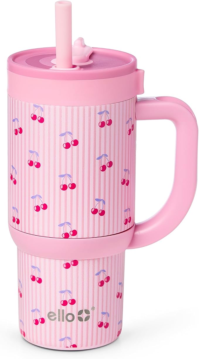 Ello Oasis 14oz Stainless Steel Tumbler - Preppy Cherries by Ello