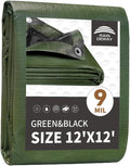 12x12 Feet Tarp Waterproof, 9Mil Thick, Finished Size Tarps, UV Resistant by RAINDEWAY
