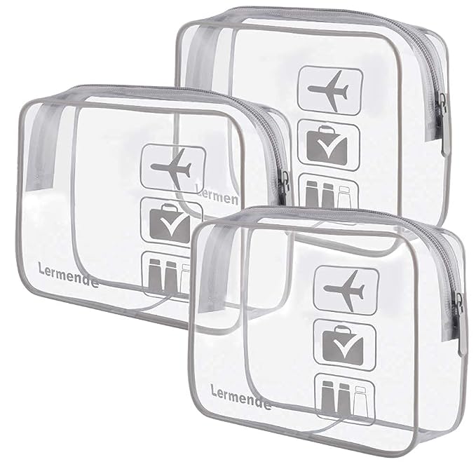 Lermende 2pcs Clear Toiletry Bag TSA Approved Travel Bag, Carry On by Lermende