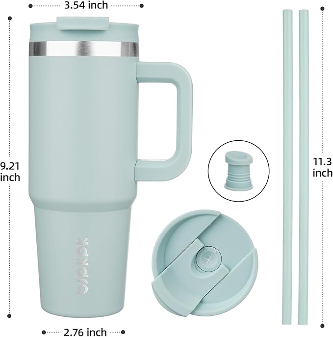 BJPKPK 30 oz Tumbler With Handle Insulated Tumblers With Lid And Straw Stainless Steel Thermal Cup,Blue Haze - Image 3