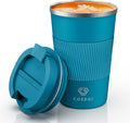 CS COSDDI Stainless Steel Travel Mug 12oz - Vacuum Insulated Coffee Travel Mug Spill Proof with Leakproof Lid - Double Walled Reusable Tumbler Cups for Keep Hot/Ice Coffee,Tea and Beer(Aquamarine) by CSCOSSDI